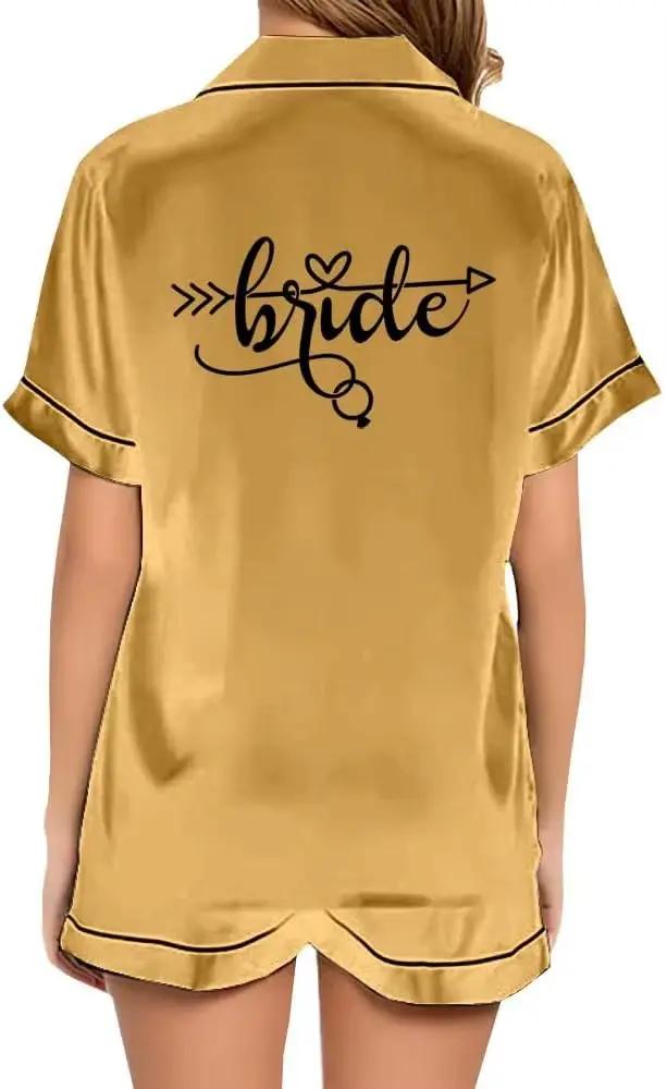 Pyjama de fiançailles en satin pour femme, ensemble deux pièces, vêtements de détente, enterrement d