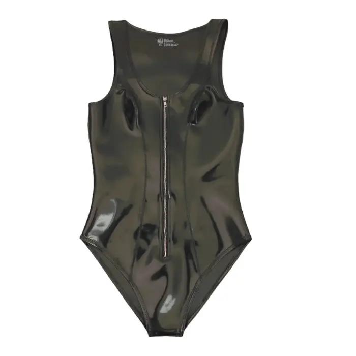 Body string une pièce sexy pour femme, coupe haute, en PU, style débardeur sexy, effet gainant doubl