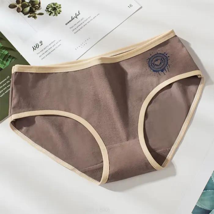 Culotte en coton taille moyenne pour femme, sous-vêtement décontracté et respirant, couleur unie, 20