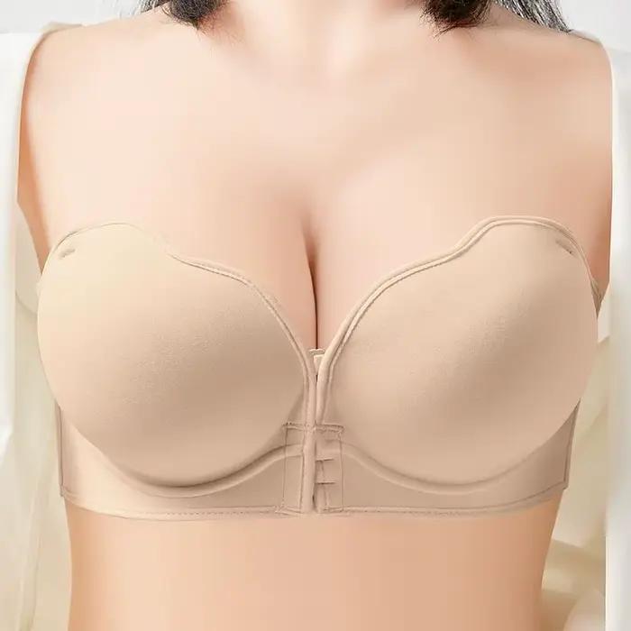 Soutien-gorge push-up sans bretelles de 12cm d'épaisseur avec fermeture frontale pour mariage, adhés