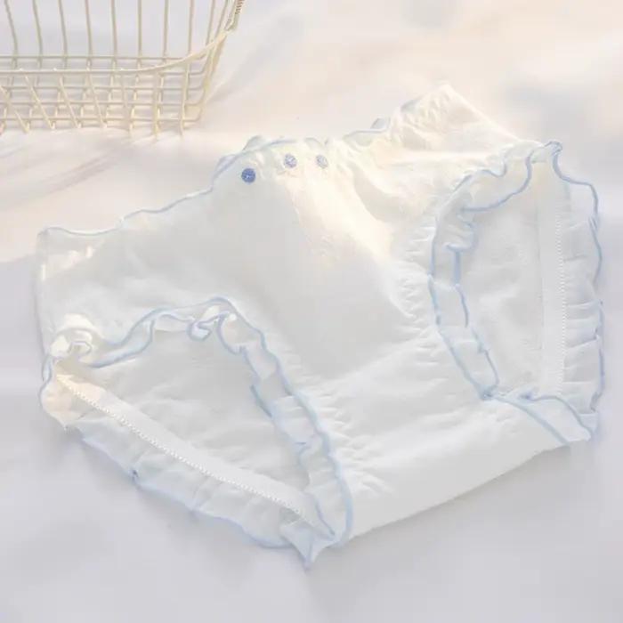 Culottes en coton à volants style français avec nœud floral, confortables, taille mi-haute, motif fl