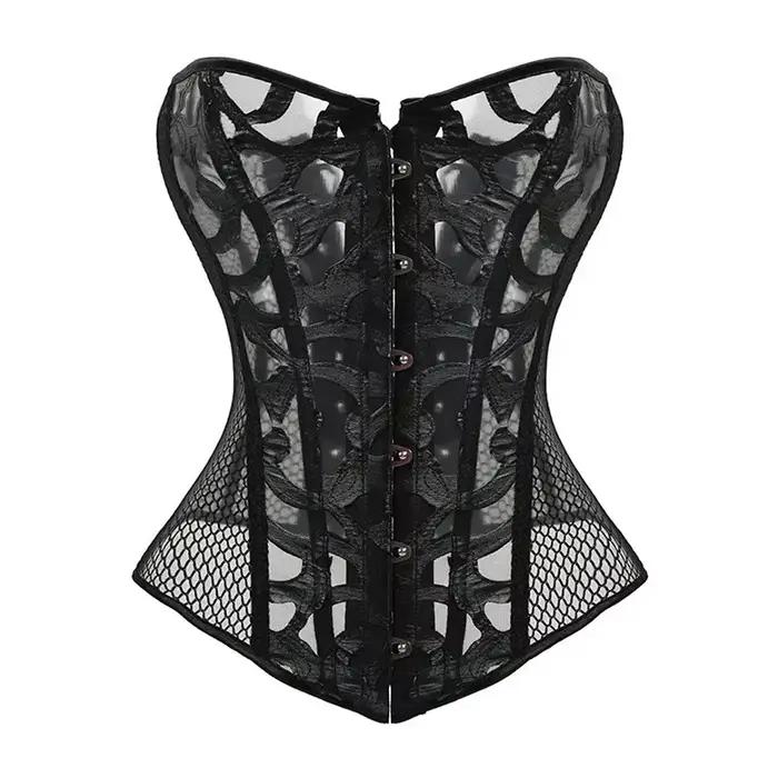 Corset blanc Vintage gothique pour femmes, Bustier Sexy ajouré en maille à lacets, modelant le corps