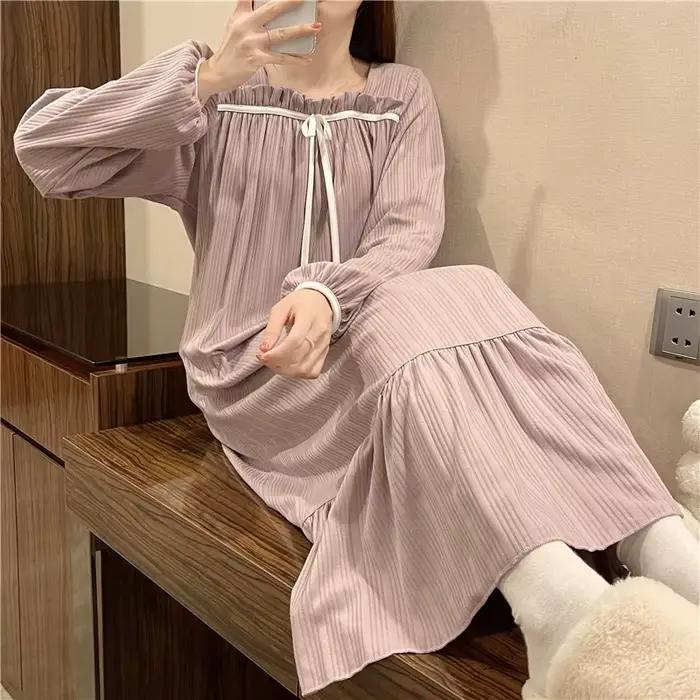 Nouvelle chemise de nuit à manches longues femme printemps et automne été étudiants princesse vent g