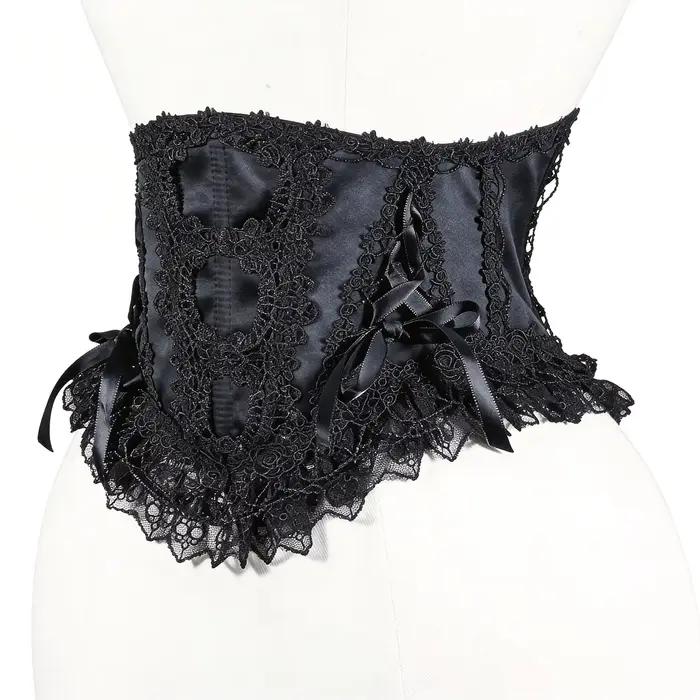 Corset gothique en dentelle pour femme avec baleines de soutien, amincissant, dos lacé, style Lolita