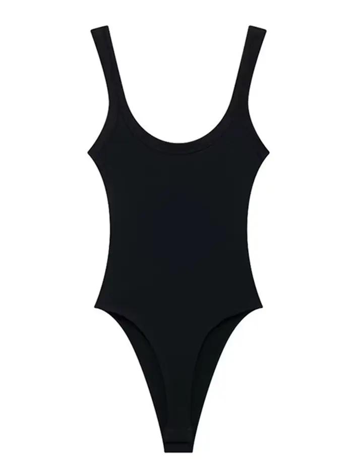 Body côtelé slim pour femmes, col rond, bretelles, bouton-pression, combishort féminin, mode Sexy
