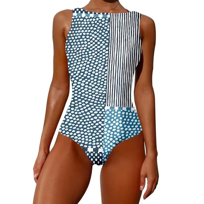 Maillot de bain une pièce ​ Aqua Swirl DNA motif imprimé vêtements de sport décontractés maillots de