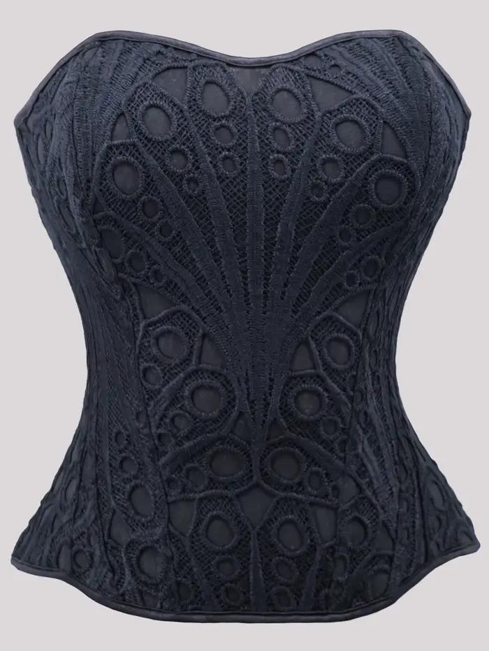 Corset noir gothique, bustier, corselet overbust, costume de spectacle d'Halloween pour femme, fajas