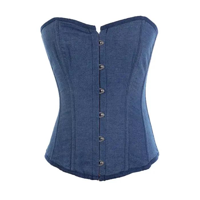 Caudatus-Corset sexy en denim, style vintage, bustier sans bretelles, lingerie cochon bust, haut, vê