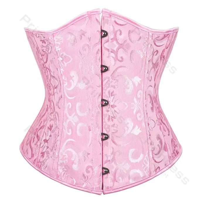 Corset victorien rose pour femme, haut bustier, surbuste, princesse, garniture en dentelle, costume 