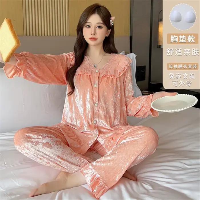 Ensemble de pyjama en velours d'automne, chemise à manches longues, surintendant ser, olympiques sex