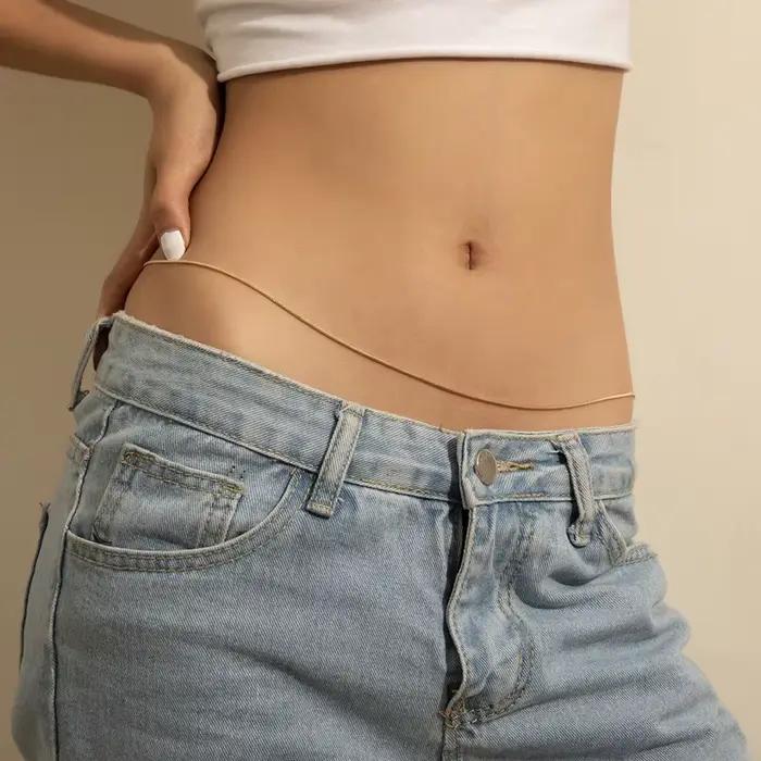 JOLadies-Ceinture de ventre à double couche pour femme, perle simple, bijoux de corps, cadeaux de pr