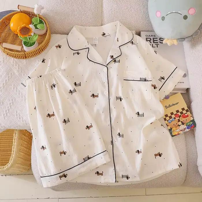 Pyjama pour femme à manches courtes, sensation de luxe, idéal pour l'extérieur, ensemble de vêtement