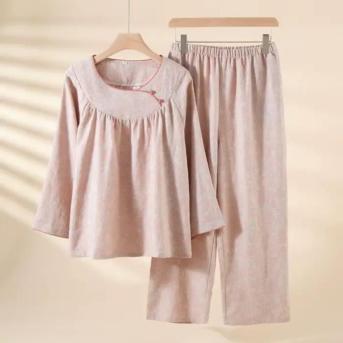 Ensemble pyjama 100% coton pour maman, vêtements de nuit pour femmes d'âge moyen, coupe ample, grand