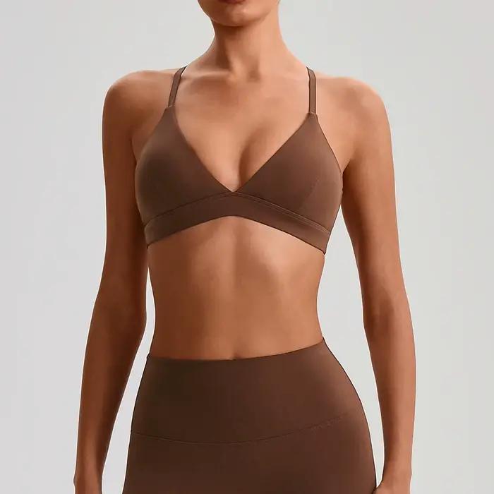 Soutien-gorge de yoga moulant pour femme, camisole dos élégant sans armatures, séchage rapide, vêtem