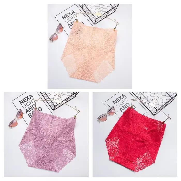 3 pièces/lot grande taille femmes Sexy dentelle taille haute culottes sous-vêtements femme respirant