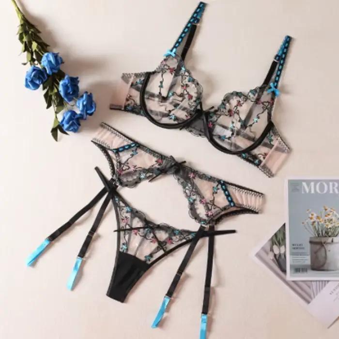 Lingerie sensuelle sexy pour femmes, ensemble de lingerie romantique, soutien-gorge en dentelle pour