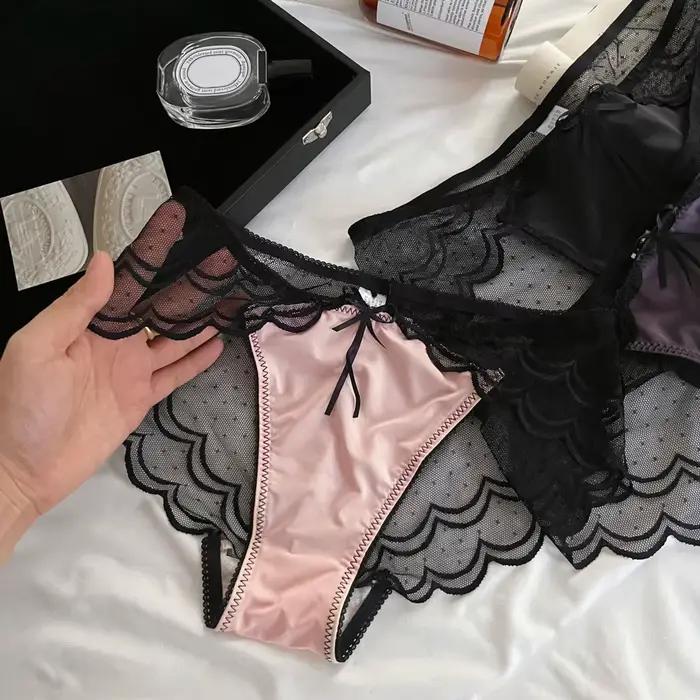 Culottes pour femmes, sexy, en dentelle, motif jacquard, sous-vêtements taille basse, confortables, 