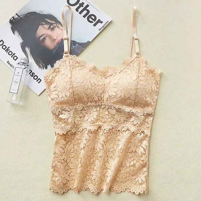 Soutien-gorge en dentelle pour femme, bralette florale sexy, lingerie sans armatures, bretelles régl