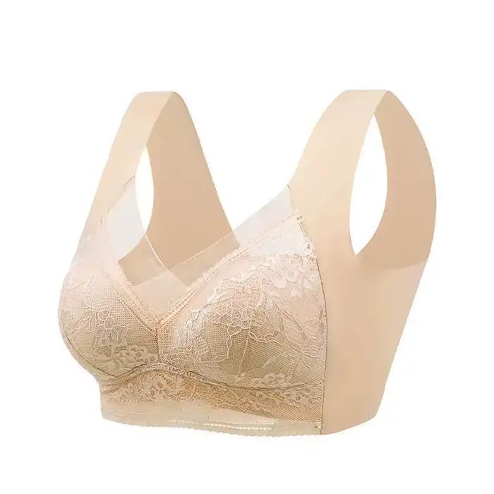 L-6L femmes grand soutien-gorge Push Up glace soie sans couture supérieur Bralette dentelle sans fil
