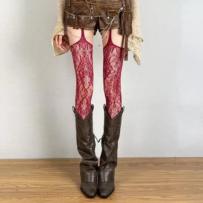 Bas résille gothiques pour filles foncées, longs et Sexy pour femmes, Design classique, Harajuku Emo