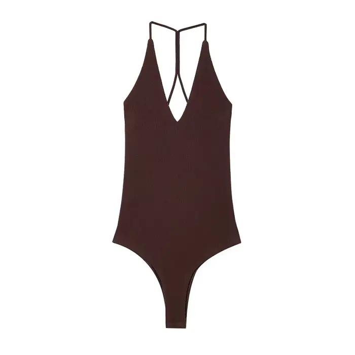 MUJER blanc noir body pour femmes Sexy dos nu body femmes licou Bustier combinaisons pour femmes été