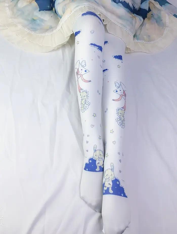 Collants Lolita doux pour fille, bas College, fausses chaussettes, mère Cos