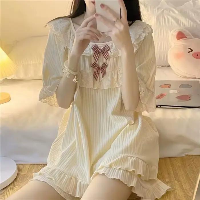 Pyjama d'été pour femmes, ensemble deux pièces, nouveau Style princesse, nœud, Short à manches court