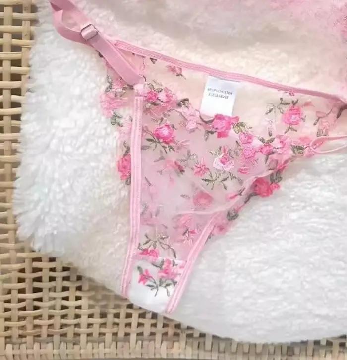 Ensemble de soutien-gorge en dentelle française élégante, broderie florale, Bralette en maille trans