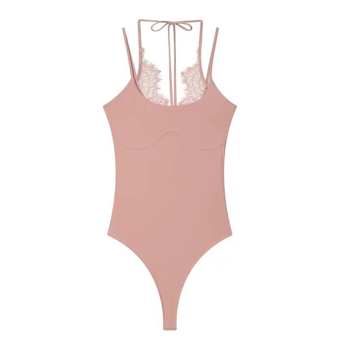 Body en dentelle à licou pour femme, tenues sexy, hauts de lingerie, body à bretelles, combinaisons 