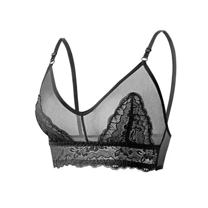 Soutien-gorge sexy en dentelle pour femme, dos nu transparent, bralette triangulaire sans couture, s