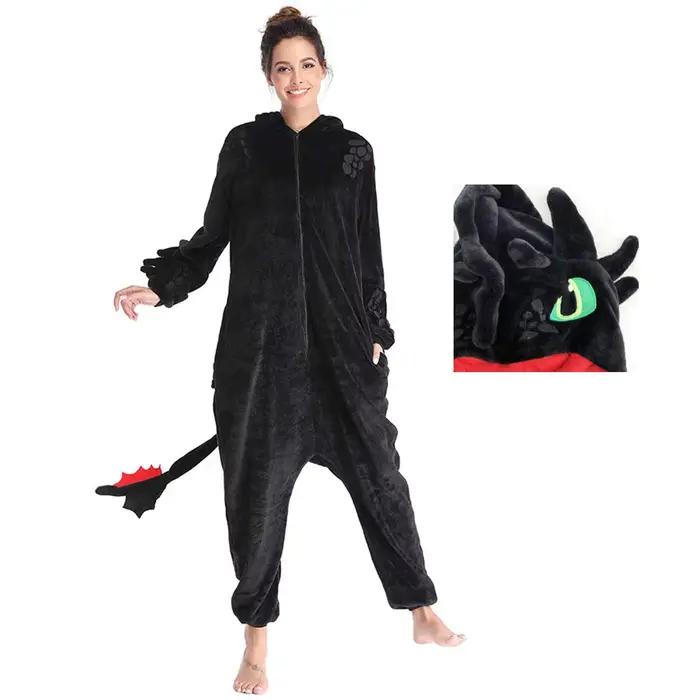 P-jTIME-Pyjama sans Dents avec Chaussures pour Femme Adulte, Animal, Dragon, Train, Costume Glutnel,