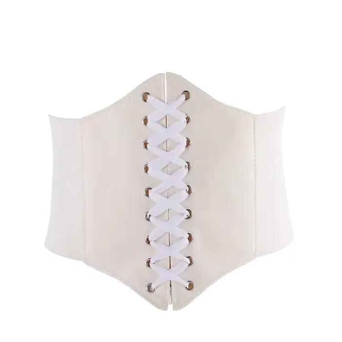 Corset femme gaine amincissante Sexy large ceinture en cuir Cummerbunds sangle ceintures pour femmes