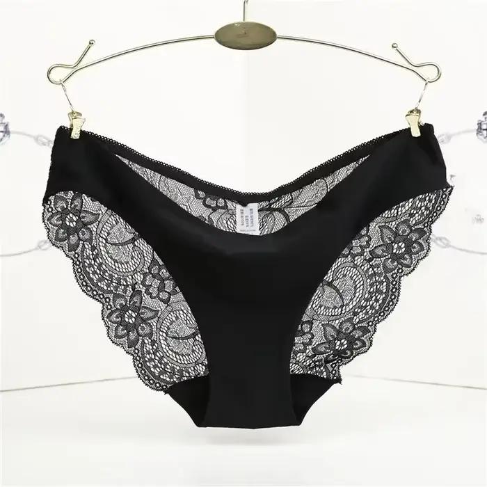 Sous-vêtements invisibles pour femmes, entrejambe en Spandex, intime, Sexy, dentelle, culotte floral