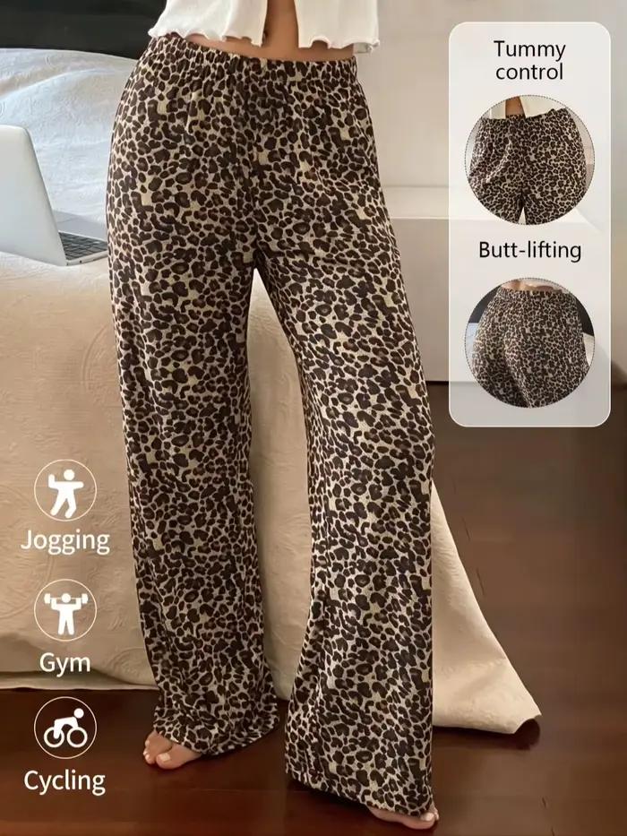 Pantalon de pyjama imprimé léopard pour femmes, taille élastique, confortable, décontracté, long, do