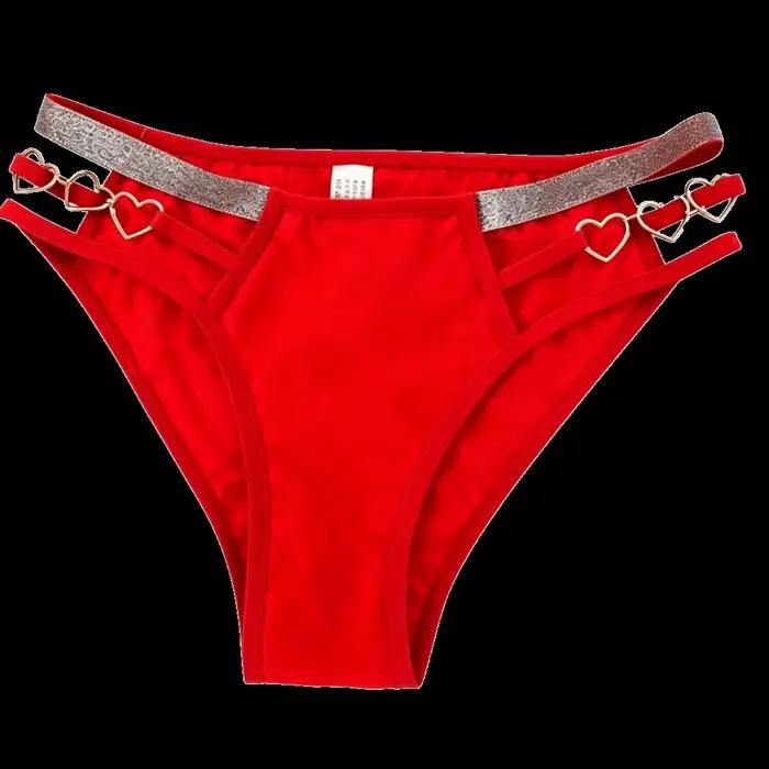 Culottes Femme Taille Basse Scintillantes à Bretelles Creuses Sans Coutures en Maille Transparente