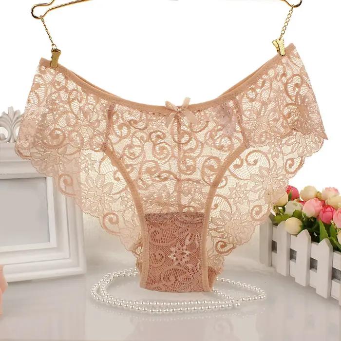 Femmes Sexy culottes dentelle découpe taille creuse Sexy culotte bout à bout culotte rembourrée Ling