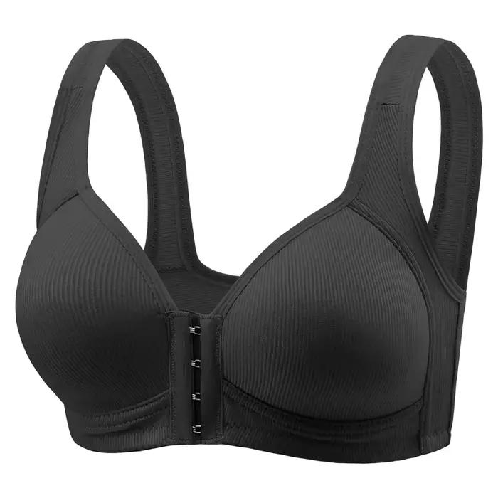 Soutien-gorge pour femmes sans armatures, fermeture devant, couleur unie, couvrant entièrement, bonn