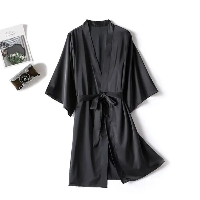 Kimono peignoir Robe femme Robe ensemble Satin vêtements de nuit décontracté chemise de nuit mariée 