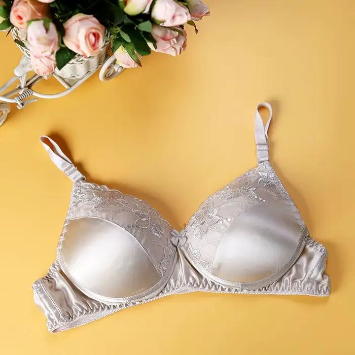 Soutien-gorge en dentelle de soie de mûrier naturelle sans jantes fines bretelles réglables soutien-