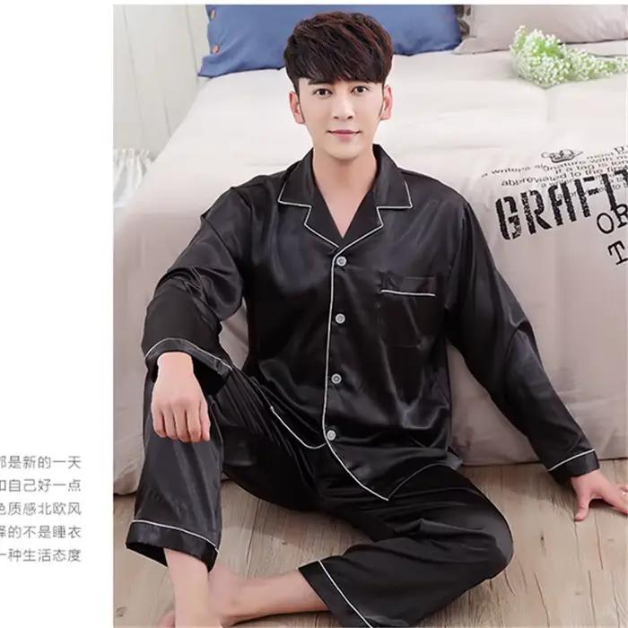 Femmes soie Satin Pyjamas ensemble vêtements de nuit Couple Pijama Pyjamas costume femme sommeil deu