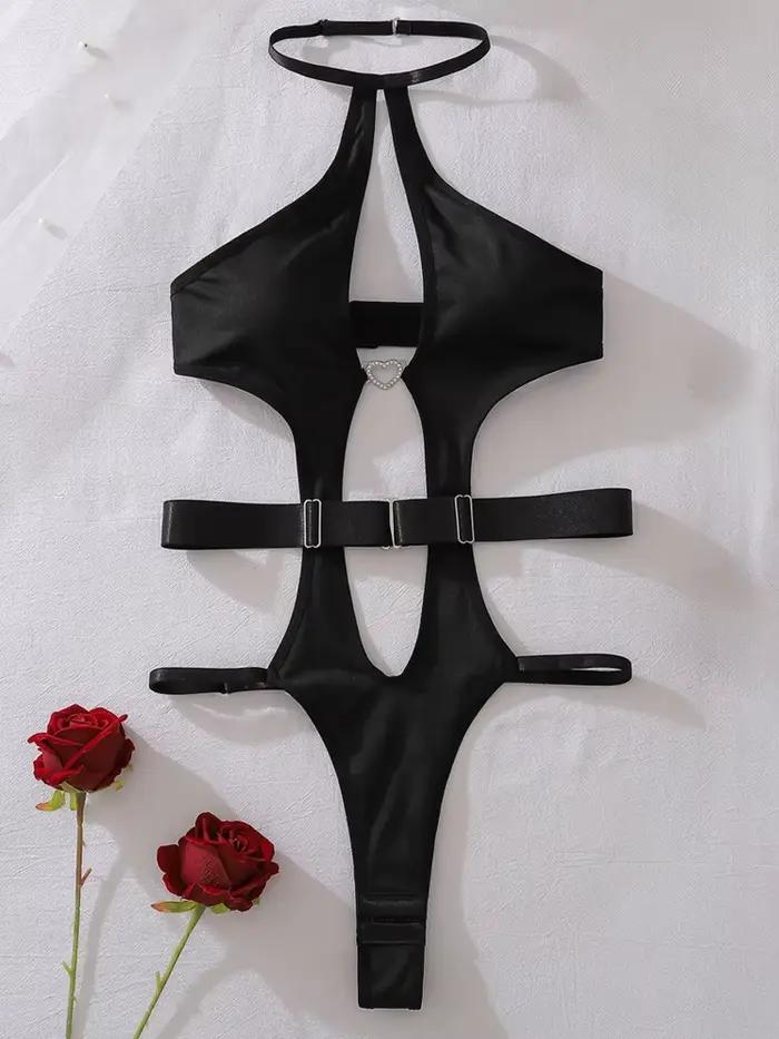 Belamimi Combinaison moulante dos nu pour femme, tenue une pièce amincissante avec ceinture réglable