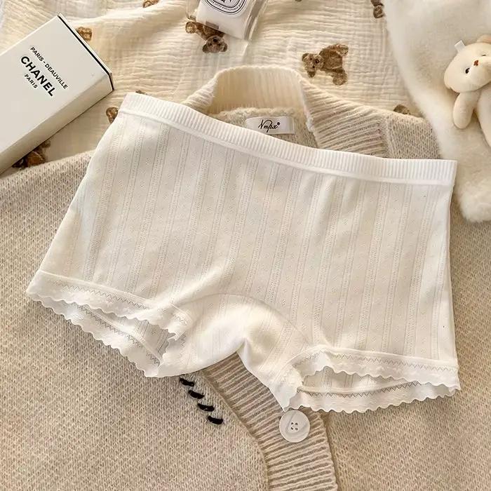 Culotte en dentelle mignonne, taille moyenne, pantalon de sécurité de sport Sexy pour femmes, sous-v