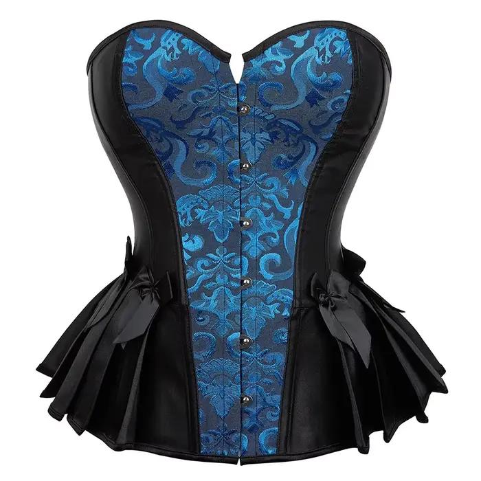 Corset victorien Renaissance Sexy Bustier femmes surbuste Lingerie gothique Vintage Satin Jacquard C