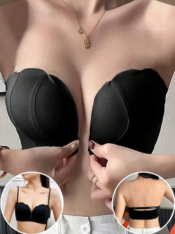 Soutien-gorge sans fil pour femme, en forme de coquille, avec boutons sur le devant et dos élégant, 