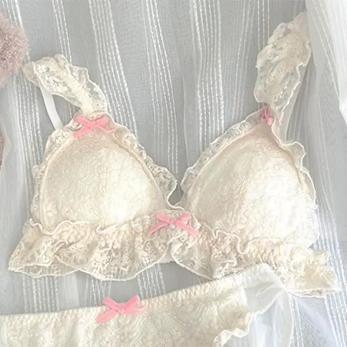 Doux fille soutiens-gorge Kawaii sans couture respirant mince dentelle Lolita sous-vêtements Sexy ra