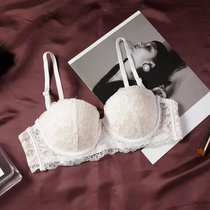Soutien-gorge Sexy en dentelle française pour femmes, petits seins, Push-up réglable, demi-tasse, do