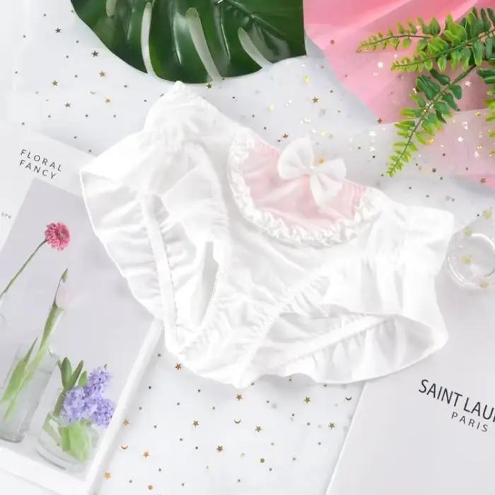 Grande taille femmes lait soie mignon belle douce princesse Style Lolita nœud volants culottes élast
