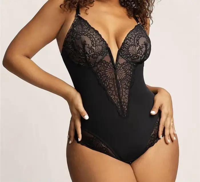 GUUDIA Body doux soyeux toucher couche Body 2 couches Shapewear ouvert entrejambe combinaison doux l