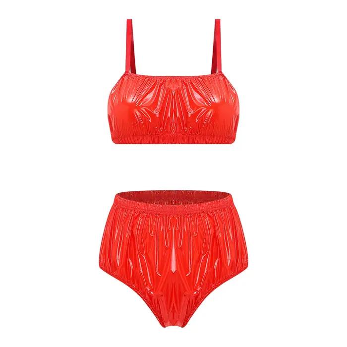 Maillot de bain deux pièces pour femmes, sans rembourrage, sans armatures, avec soutien-gorge et bas
