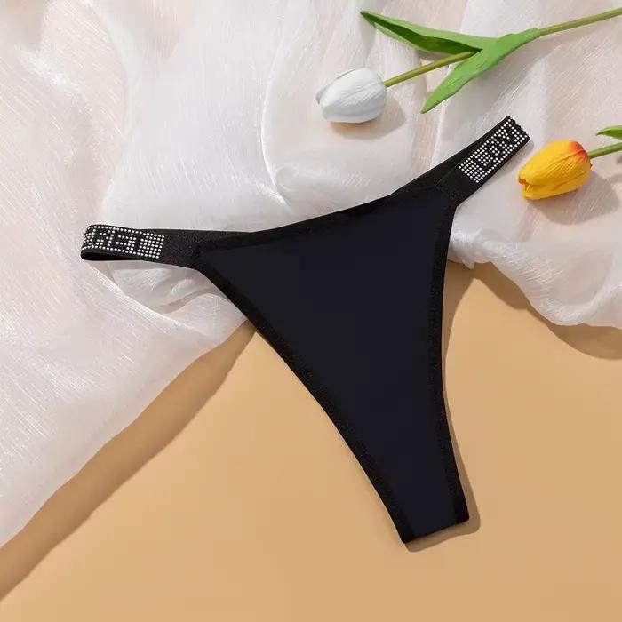BZEL Nouveaux strings léopard pour femmes avec strass, lingerie sexy taille basse, tanga, culottes f